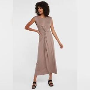 BLVD Mocha Twist Front Maxi Dress SZ L NWT